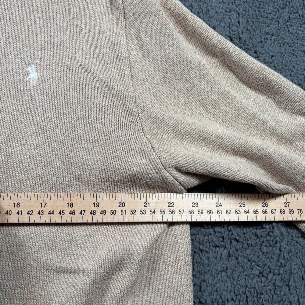 Polo Ralph Lauren 3-Button Mock Neck Sweater Tan Beige Cotton Men's XL TG Preppy
